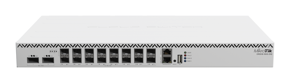 MikroTik CRS518-16XS-2XQ-RM – 16x 25G SFP28 + 2x 100G QSFP28 Switch