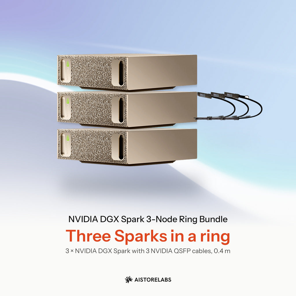 NVIDIA DGX Spark 3-Node Ring Bundle – 3x DGX Spark with 3 NVIDIA QSFP cables, 0.4 m
