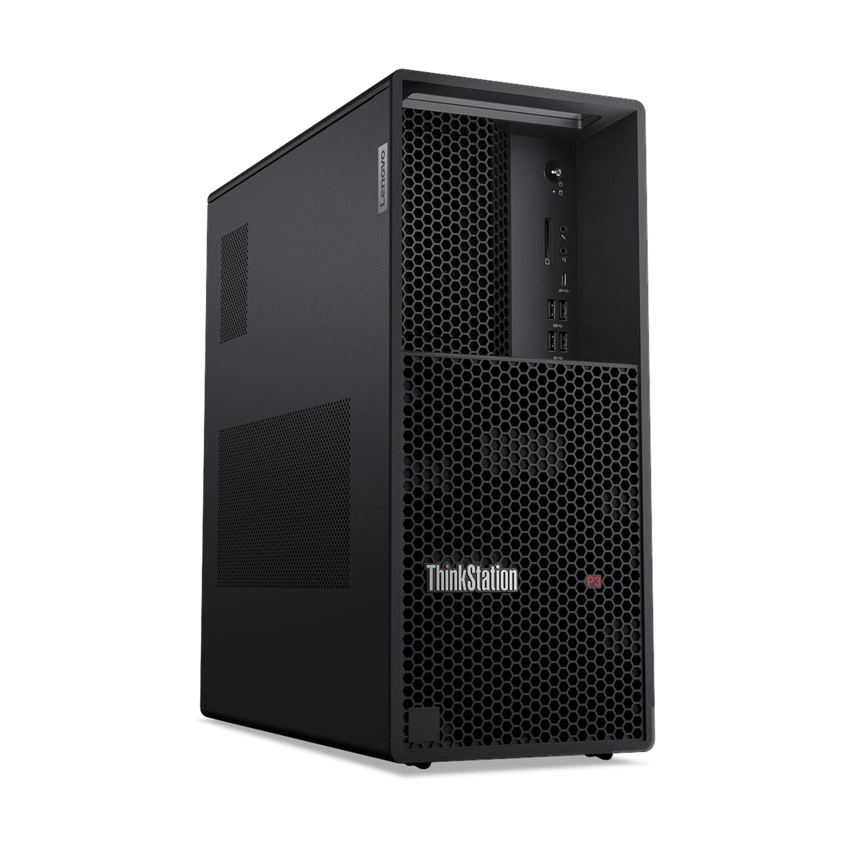 Lenovo ThinkStation P3 Tower Gen 2 – front three-quarter view