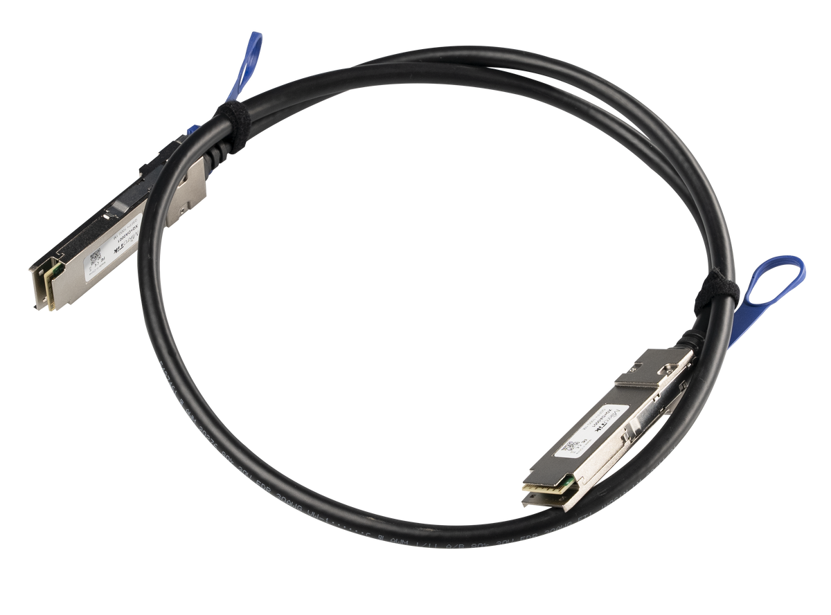 MikroTik XQ+DA0001 1 m QSFP28 direct attach cable, coiled, with both connectors and pull tabs