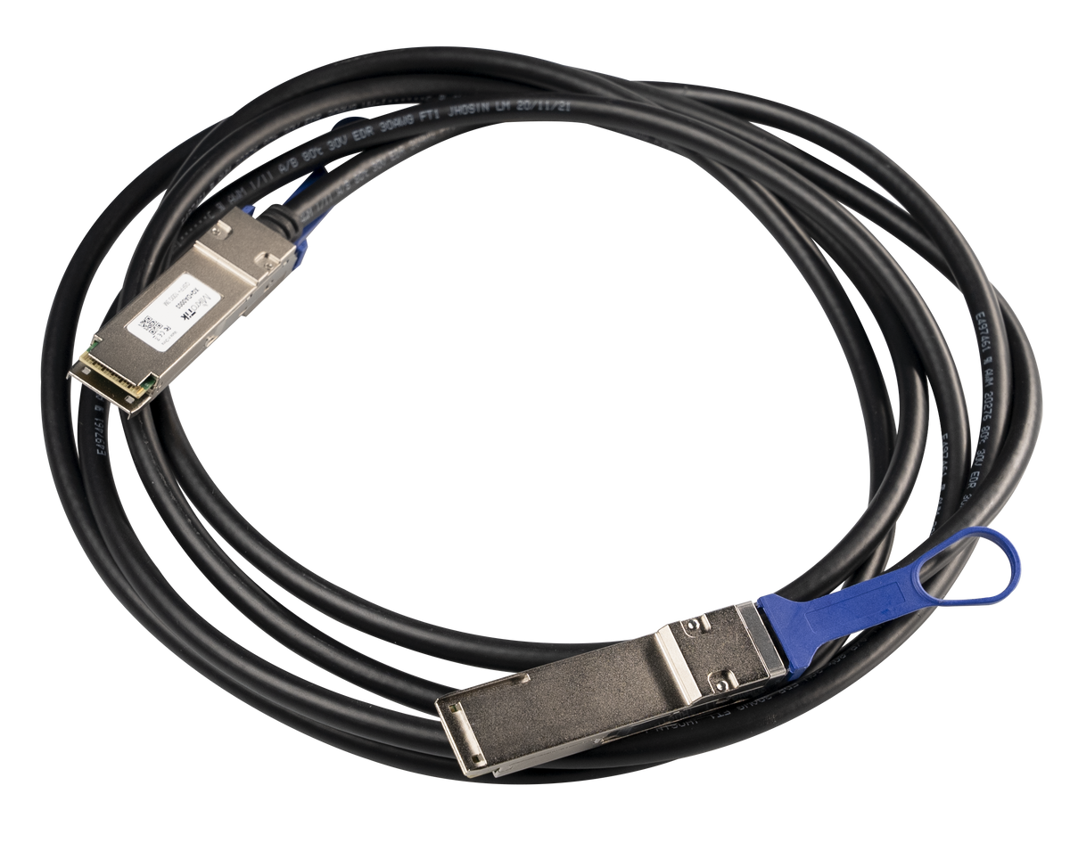 MikroTik XQ+DA0003 3 m QSFP28 direct attach cable, coiled, with QSFP28 connector and pull tab