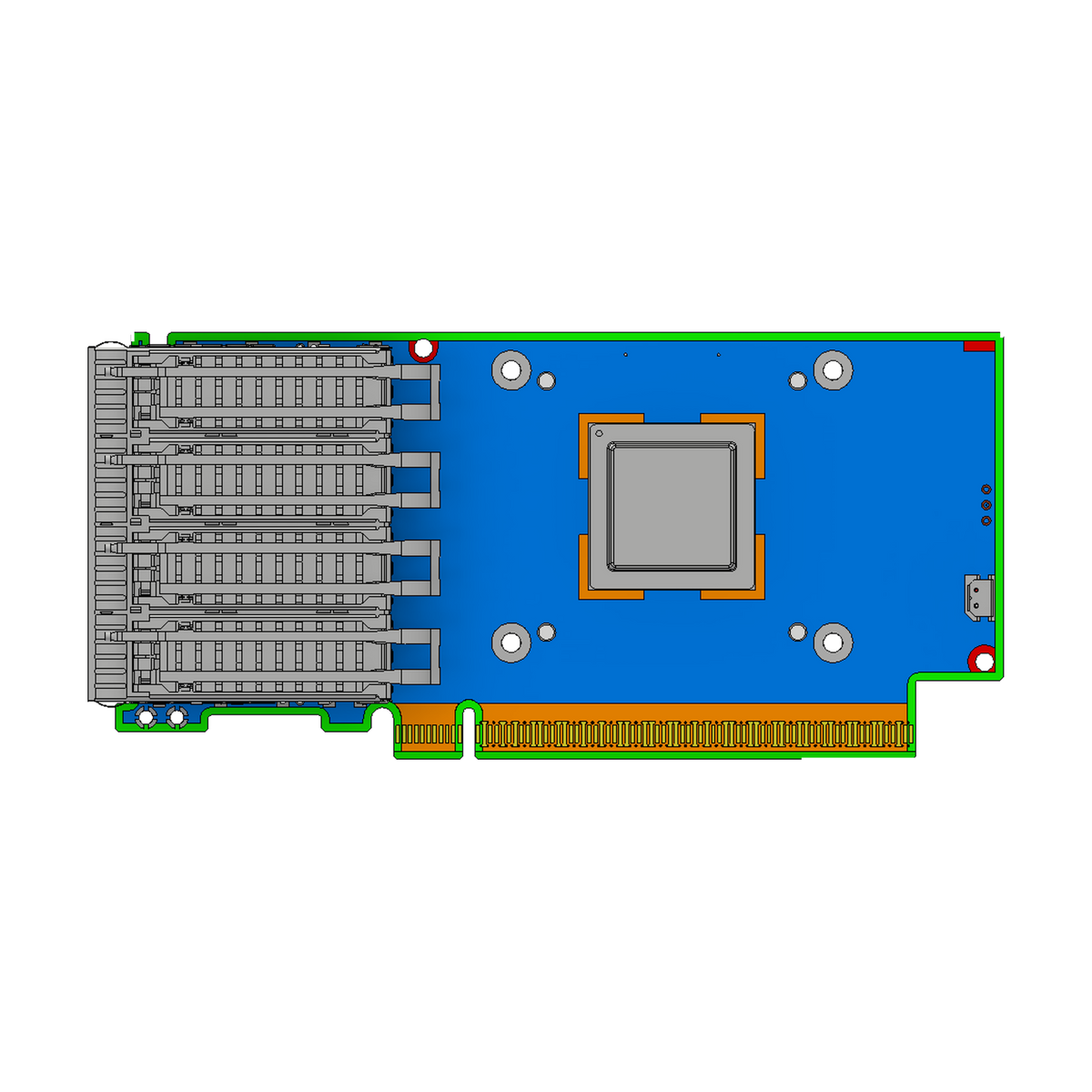 NVIDIA ConnectX-7 quad-port SFP56 card layout (drawing from NVIDIA's ConnectX-7 user manual)