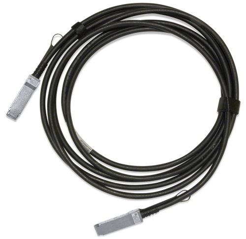 Coiled NVIDIA MCP1650 HDR 200G QSFP56 passive DAC with pull-tab connectors